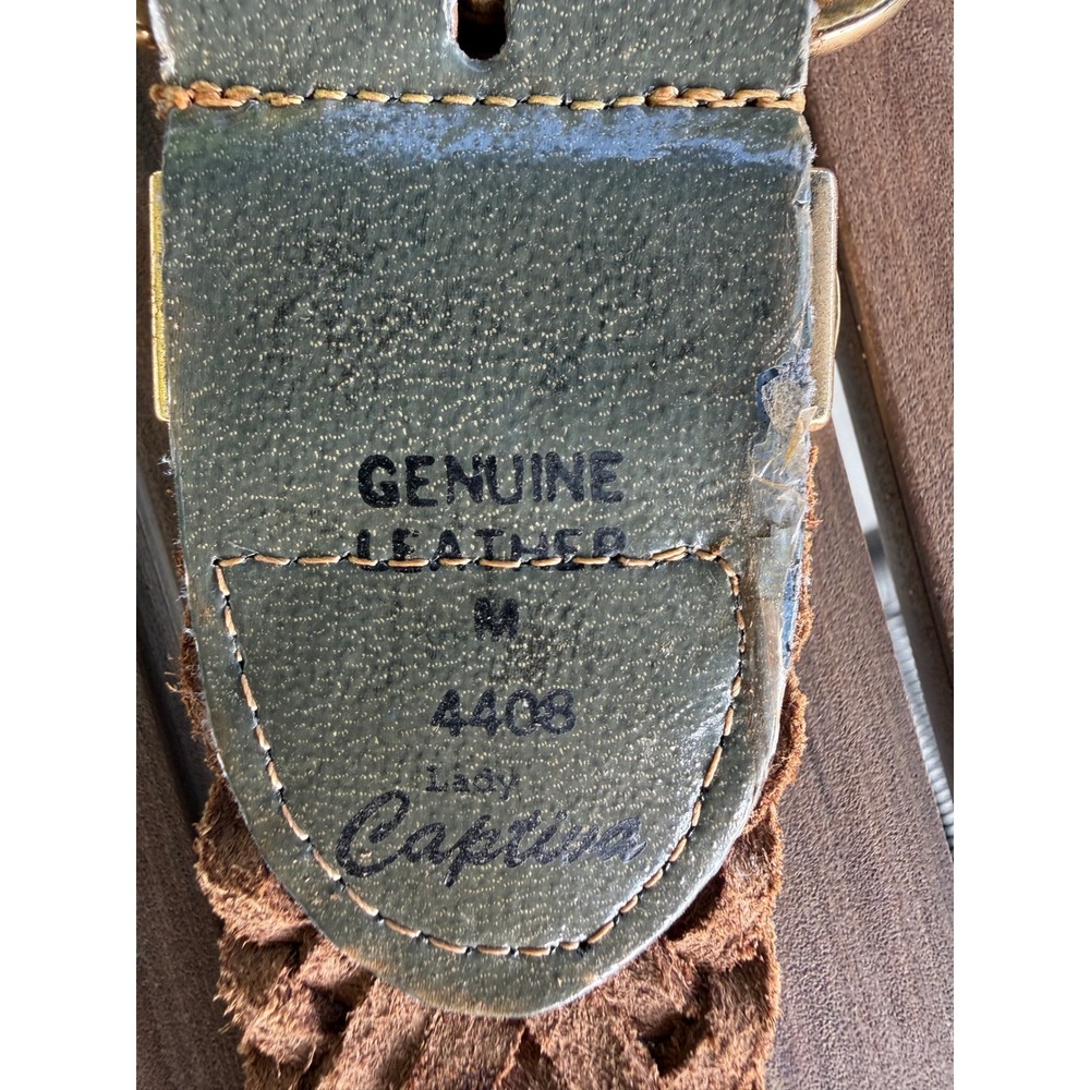 Lady Captiva Metallic Gold Braided Leather Belt Western Engraved Buckle Size M - Picture 6 of 10